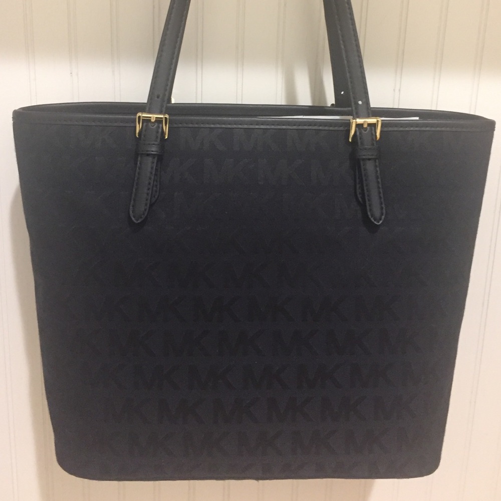 Michael Kors MK Signature Jet Set Large Black Tote